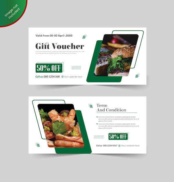 Food voucher with the discount design or Special discount coupon template