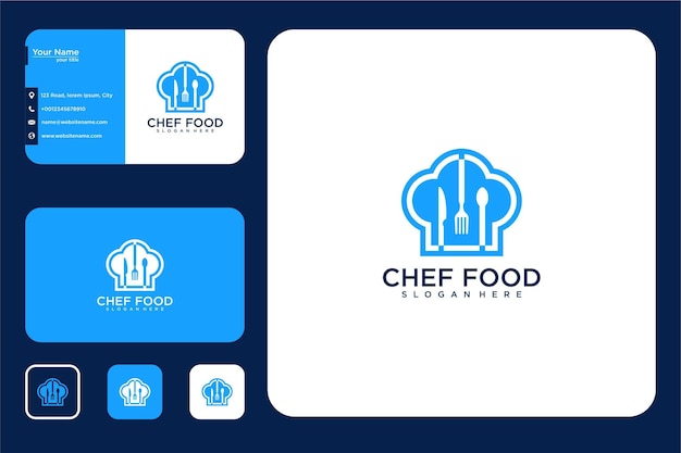 Food with chef hat logo design and business card