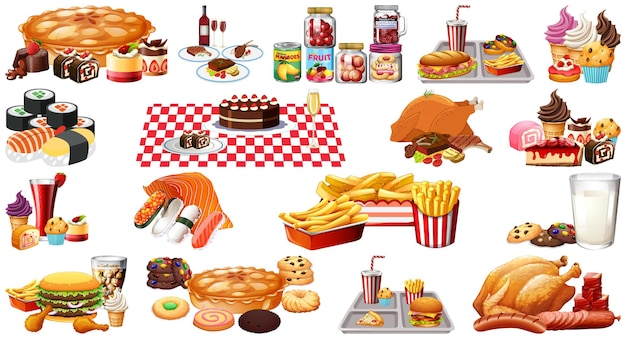 Foods and beverages set