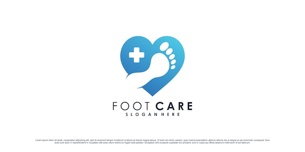 Foot care logo design with love element and creative concept Premium Vector