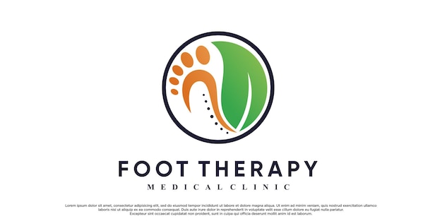 Foot therapy logo design with leaf elemant and unique concept Premium Vector