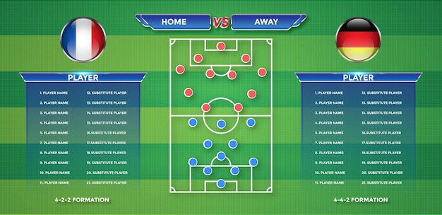 Football background team info charts and manager