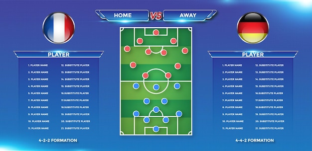 Football background team info charts and manager