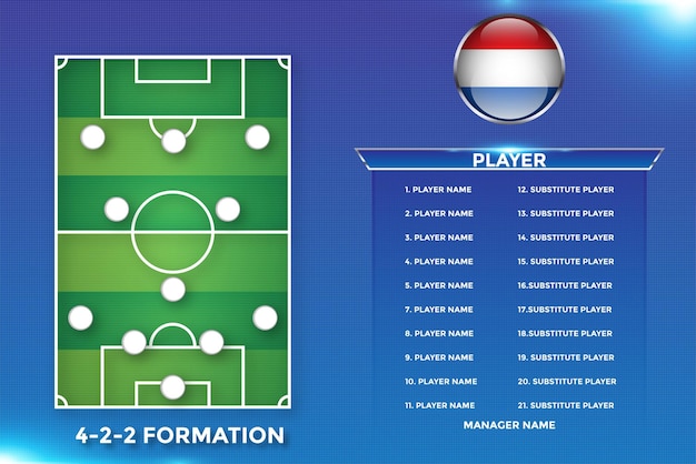 Football background team info charts and manager