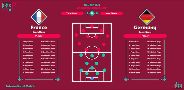 Football background team info charts and manager