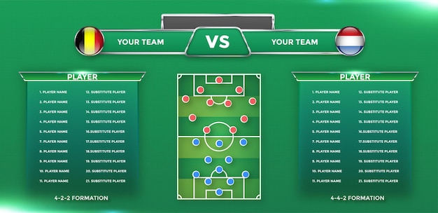 Football background team info charts and manager