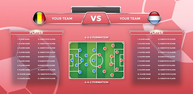 Football background team info charts and manager