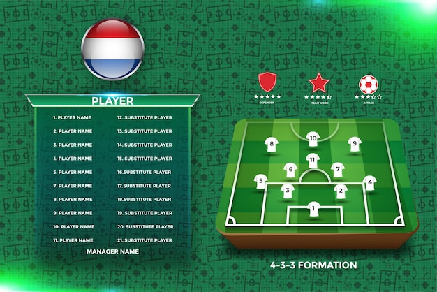 Football background team info charts and manager