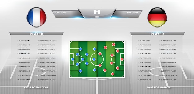 Football background team info charts and manager