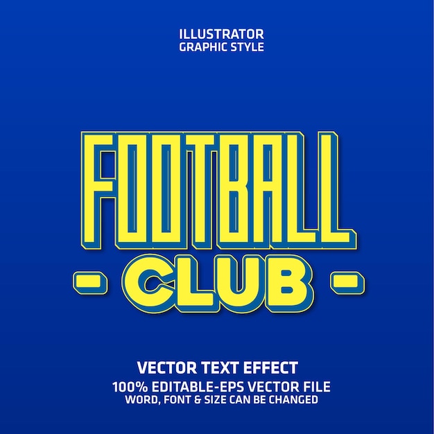 Football club editable text effect illustrator graphic style