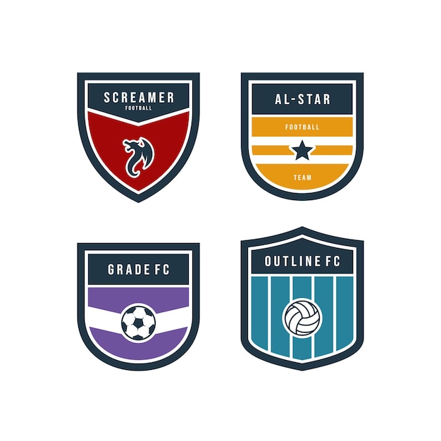 Football Club Flat Labels Set Vector