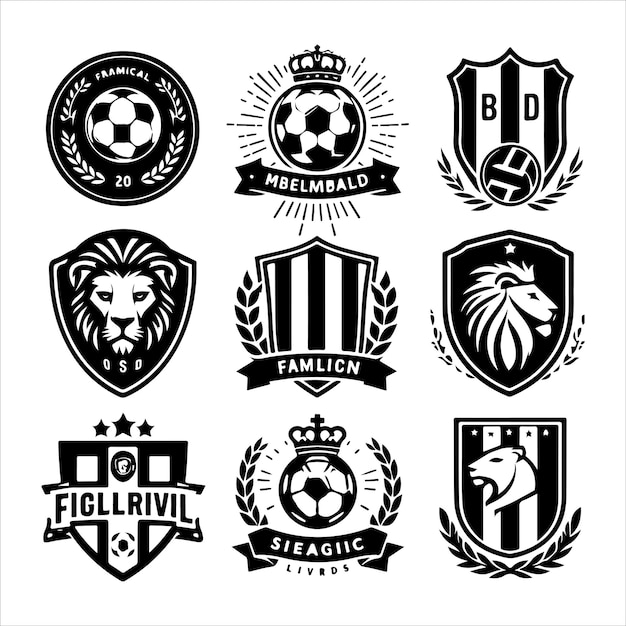 Vector football club logos badges silhouette vector