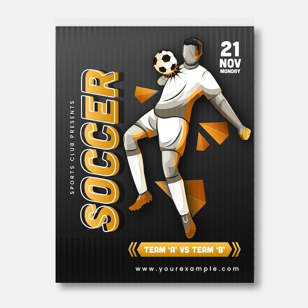 Football Competition Template with Team Player Character Vectors and Match Day Details Viinate Style