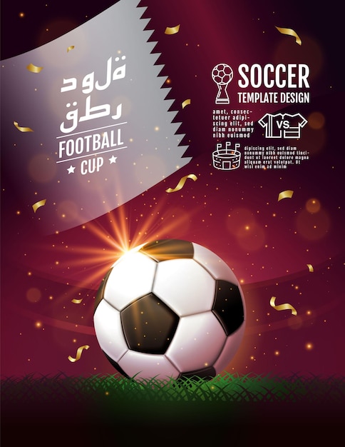 Football cup soccer banner template Sport poster celebrate concept background