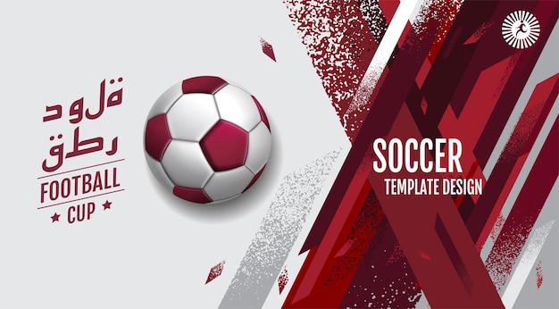 Football cup soccer banner template Sport poster Qatar flag background