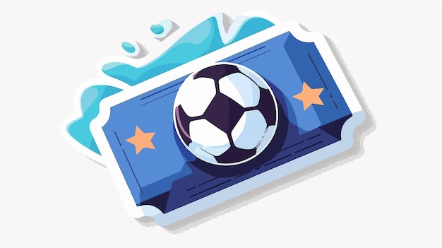 Vector football element sticker blue ticket with ball