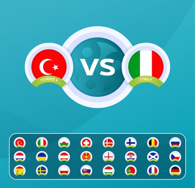 Football european championship match versus teams