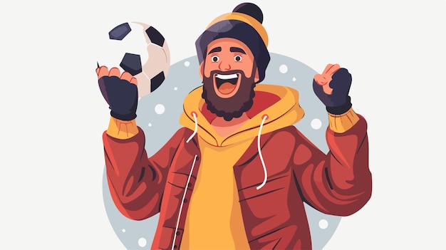 Football Fan Flat Vector Illustration