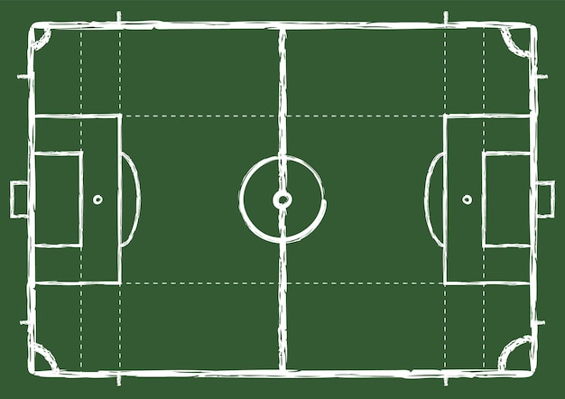 Football field scheme chalk soccer game strategy template Sport training or competition green vector board for workout and trainer