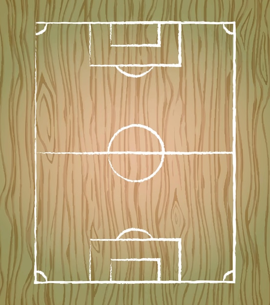 Football and football tactics drawn with chalk marker on a scraped wooden board Vector