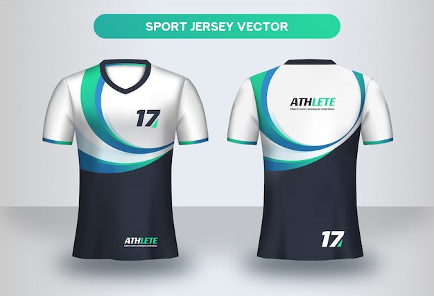 Football Jersey design template. Corporate Design, Soccer club uniform T-shirt front and back view.