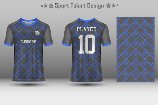 Football jersey mockup soccer jersey mockup cycling jersey mockup and sport jersey mockup with abstract geometric pattern Free Vector