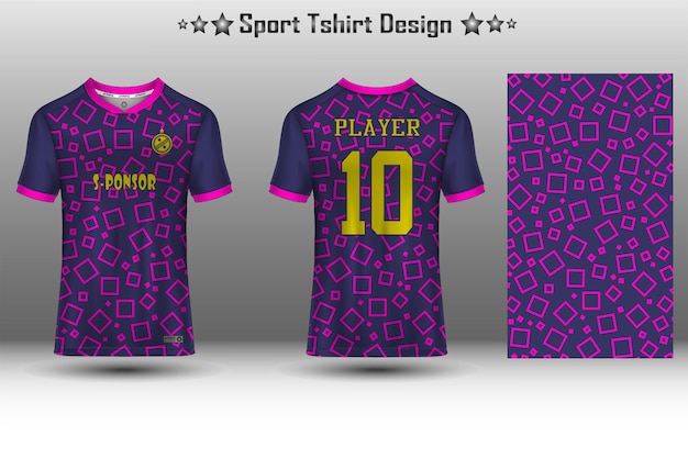 Football jersey mockup soccer jersey mockup cycling jersey mockup and sport jersey mockup with abstract geometric pattern Free Vector