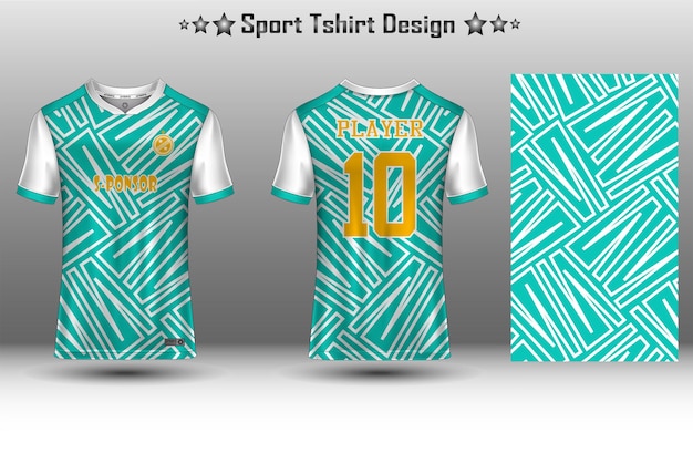 Football jersey mockup soccer jersey mockup cycling jersey mockup and sport jersey mockup with abstract geometric pattern Free Vector