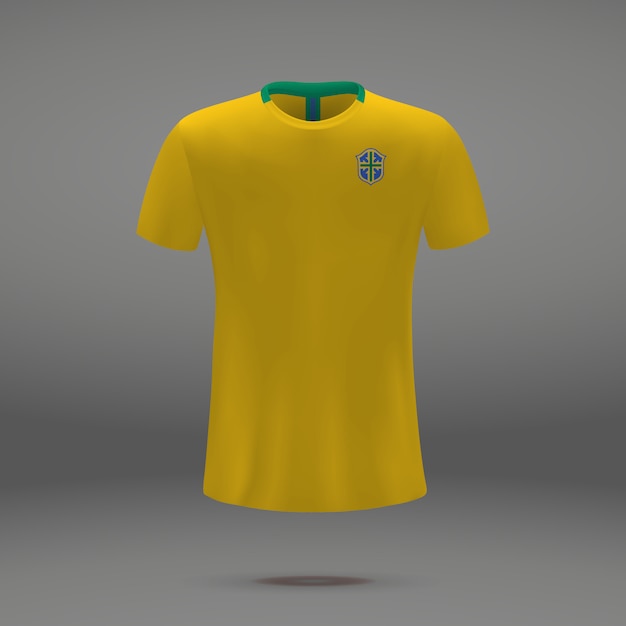 Football kit of Brazil, tshirt template for soccer jersey