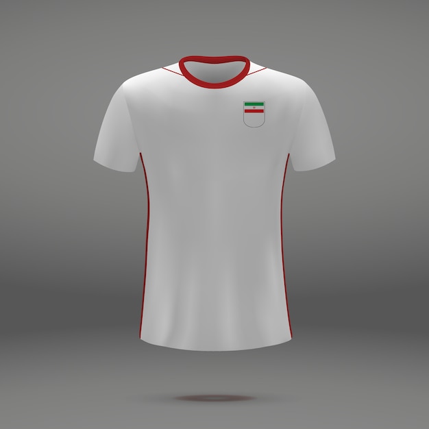 Football kit of Iran, tshirt template for soccer jersey