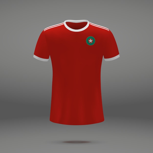 Football kit of Morocco, shirt template for soccer jersey