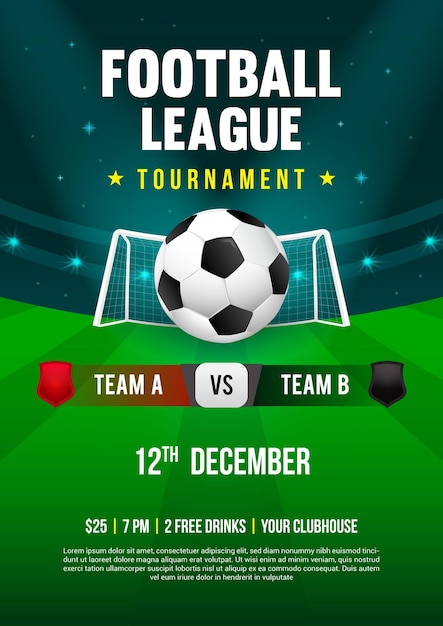 Vector football league tournament poster design vector