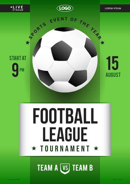 Football league tournament poster vector design