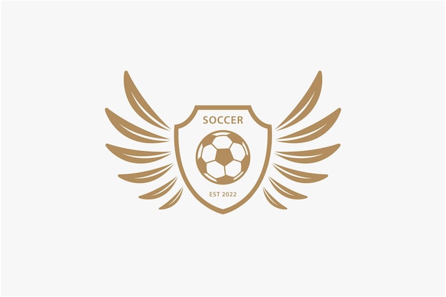 Football logo with shield and wing element sport design template