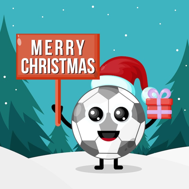 Football merry christmas character cute logo