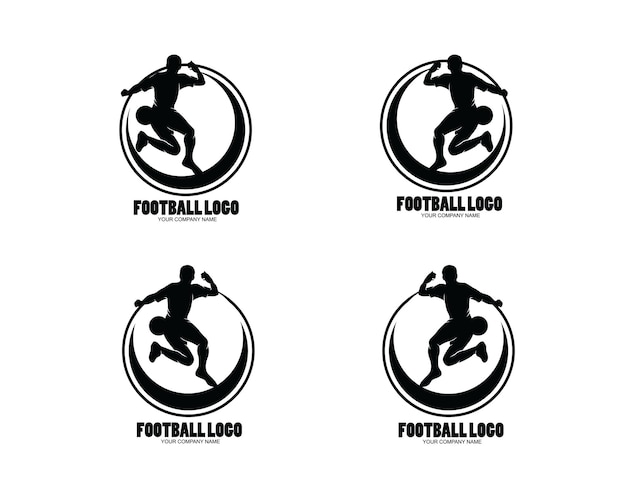 Football player logo silhouette collection set