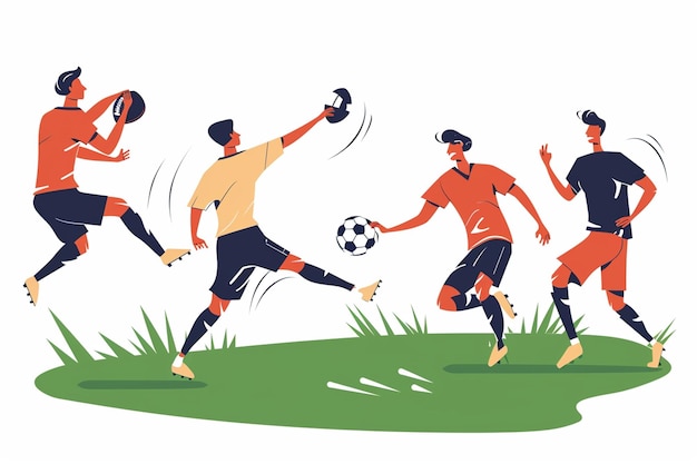 Football Players in Action Illustration