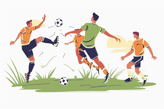 Football Players in Action Illustration