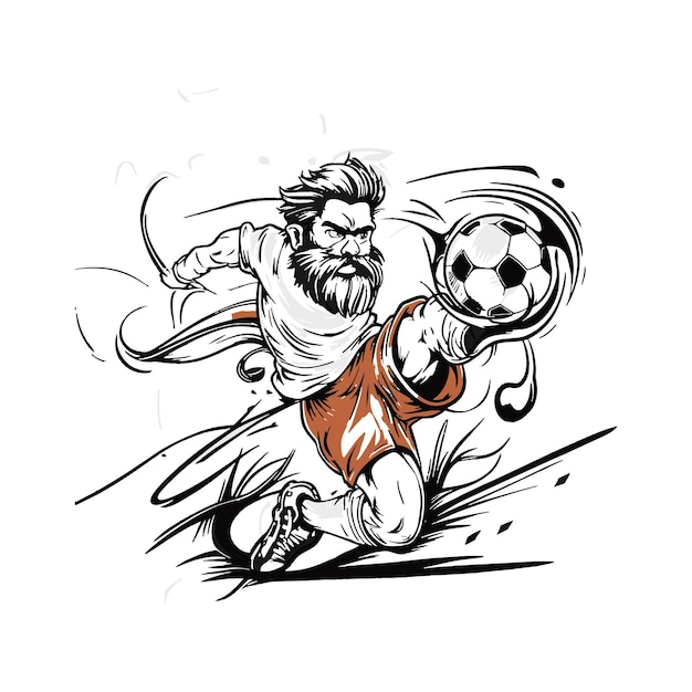 Vector football playing illustration