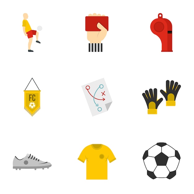 Football set, flat style