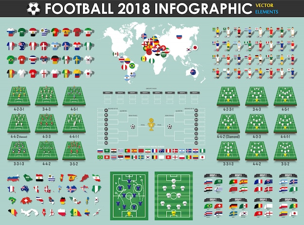 Vector football or soccer cup infographic elements 