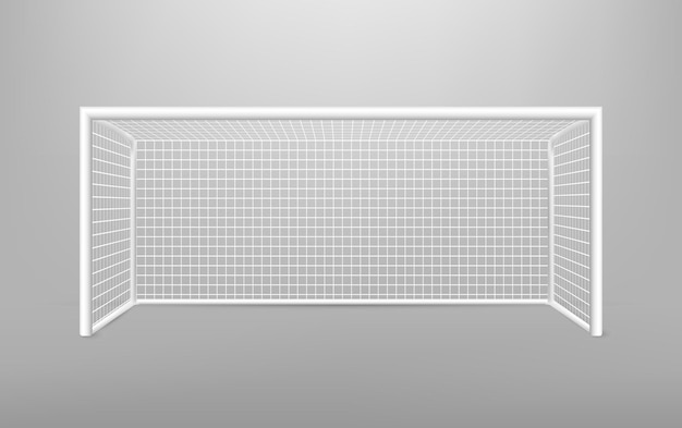 Football soccer goal realistic sports equipment Football goal with shadow isolated on transparent background Vector illustration