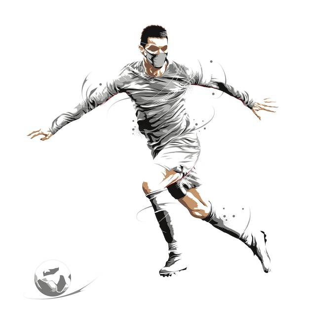 football soccer player grunge painting