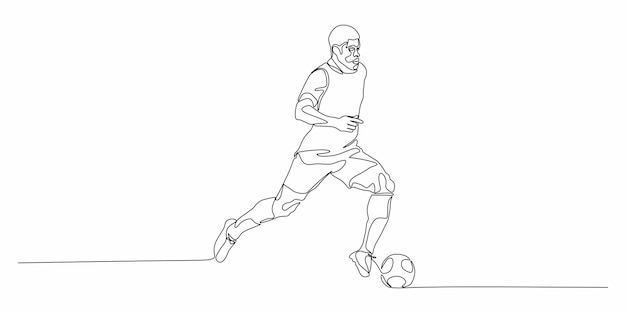 Football soccer player kicking ball Isolated vector silhouette Football defender striker or goalkeeper