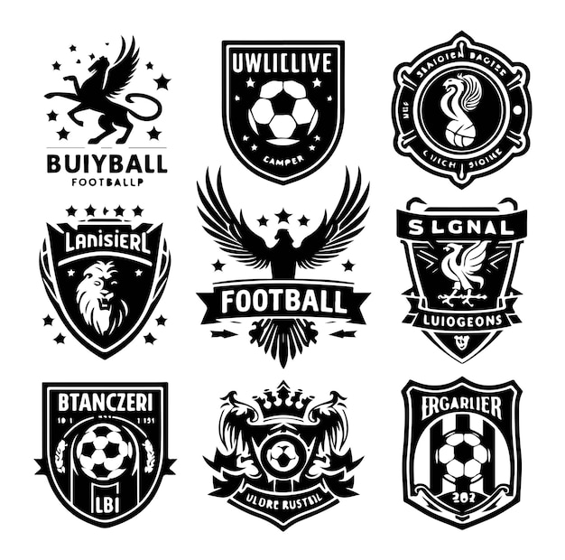 Vector football soccer sport team club logo with shield crown and ball concept icon vector on white