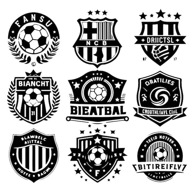 Vector football soccer sport team club logo with shield crown and ball concept icon vector on white