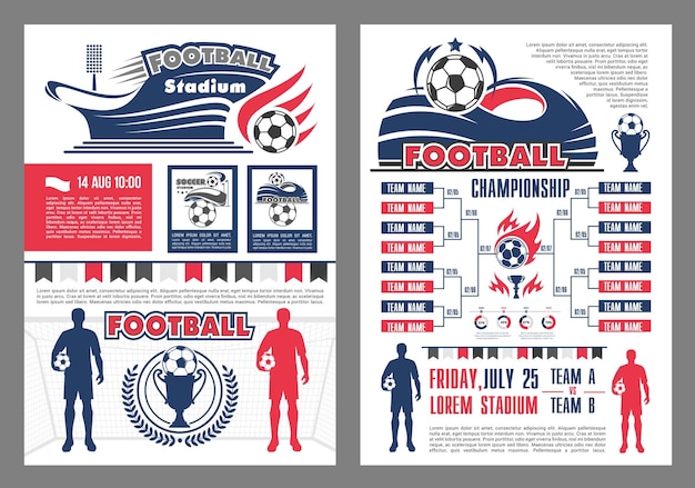 Football stadium and soccer match schedule poster