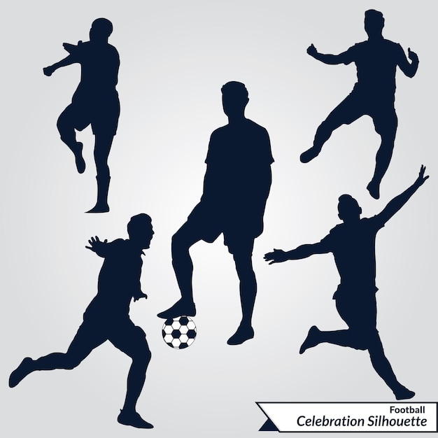 Vector footballer celebration silhouette design vector template