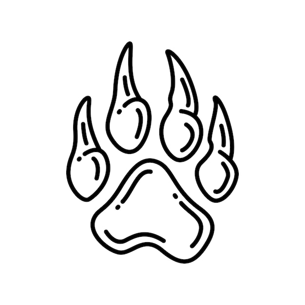 Footprints of a big cat Paw tiger in line art design