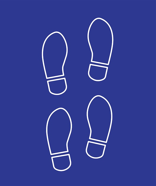 Footsteps shoeprint icon isolated on blue background Vector illustration